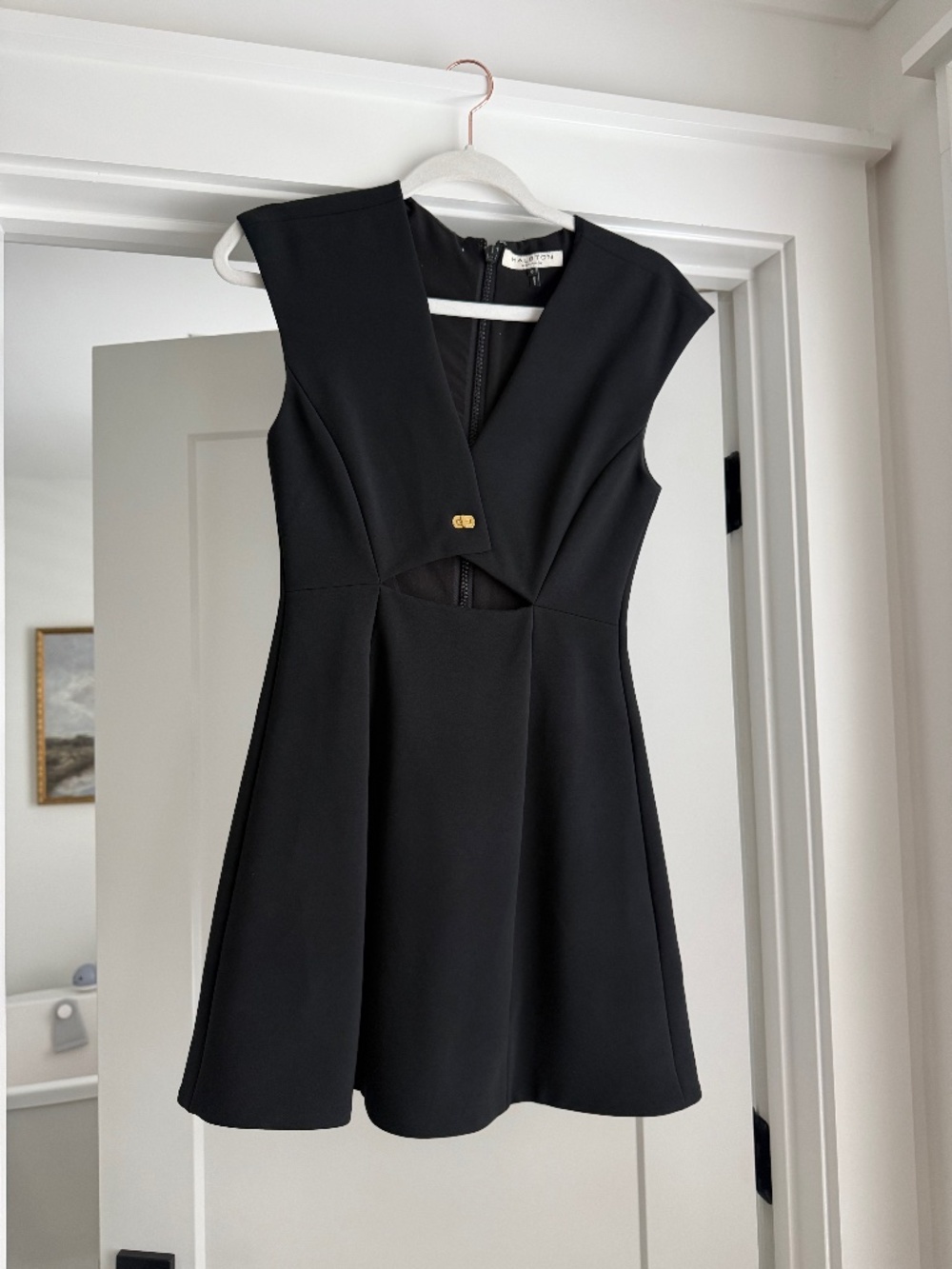 Halston Heritage Black Cutout Fit & Flare Dress Size 0
